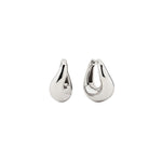Adele Silver Dome Hoops — chunky rhodium-plated silver dome hoop earrings, shown as a pair, from Zoé Jewelry.