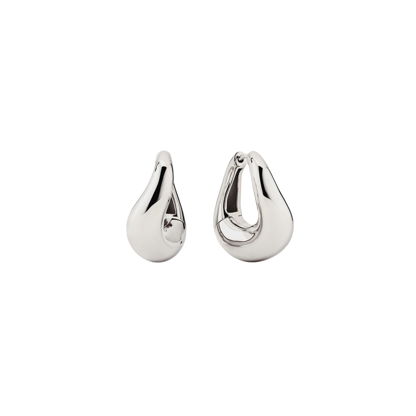 Adele Silver Dome Hoops — chunky rhodium-plated silver dome hoop earrings, shown as a pair, from Zoé Jewelry.