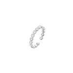 Arden Ring in rhodium-plated silver with an emerald-cut cubic zirconia in a bezel setting — adjustable ring from Zoé Jewelry