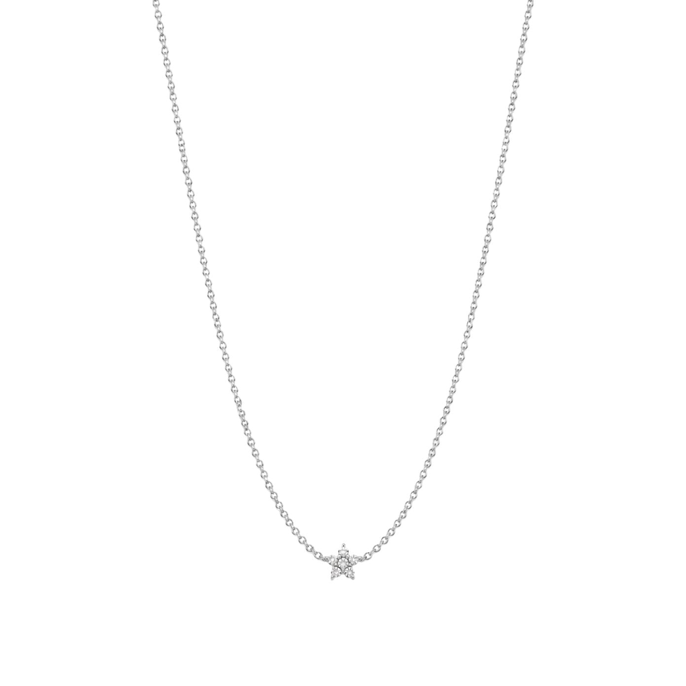 Auric CZ flower cluster pendant necklace in silver finish