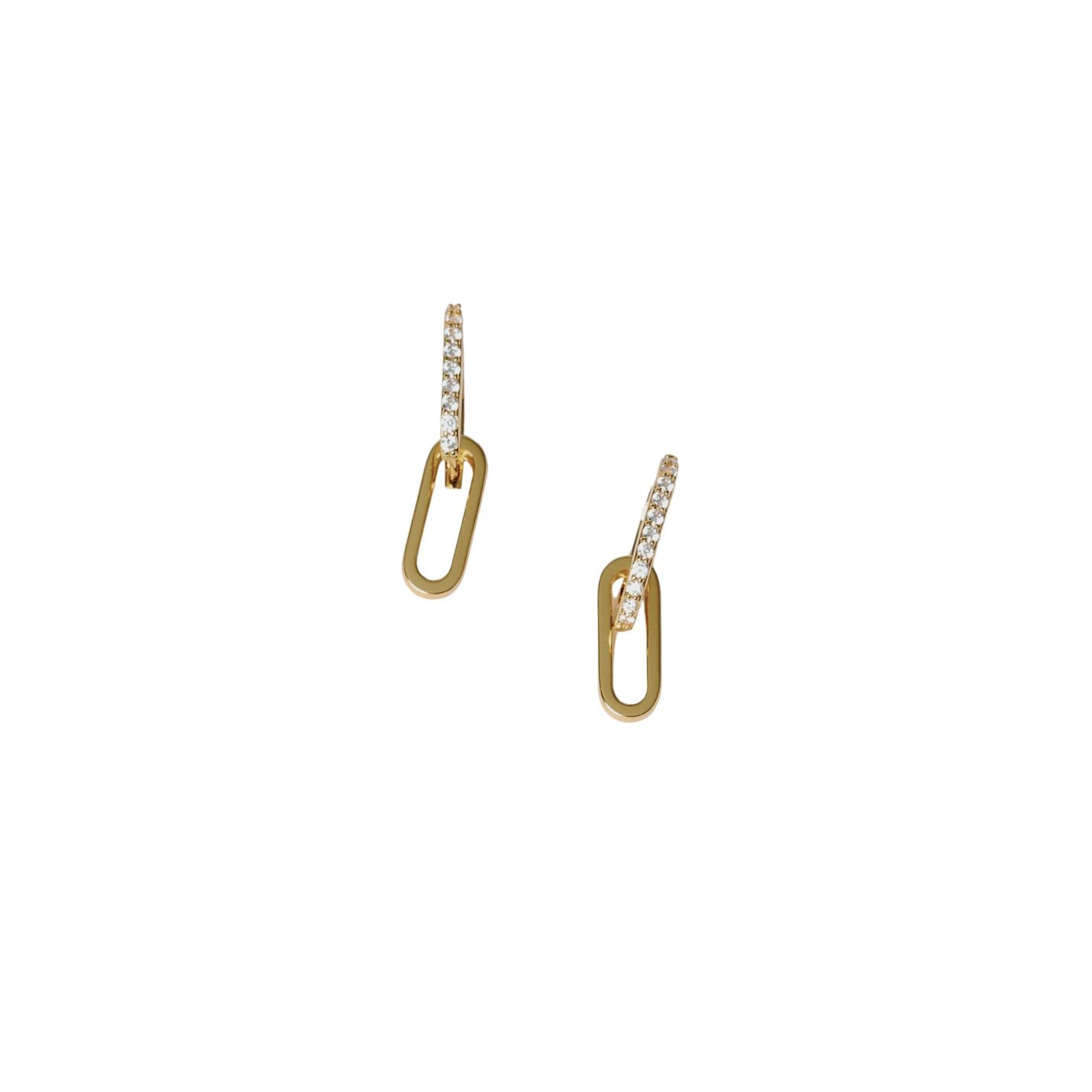 Ava huggie earrings in 18K gold-plated stainless steel, product shot on white background