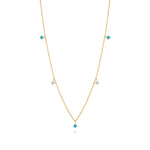 Azure necklace with turquoise-toned stones and CZ accents in 18K gold-plated finish