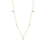 Azure necklace with turquoise-toned stones and CZ accents in 18K gold-plated finish