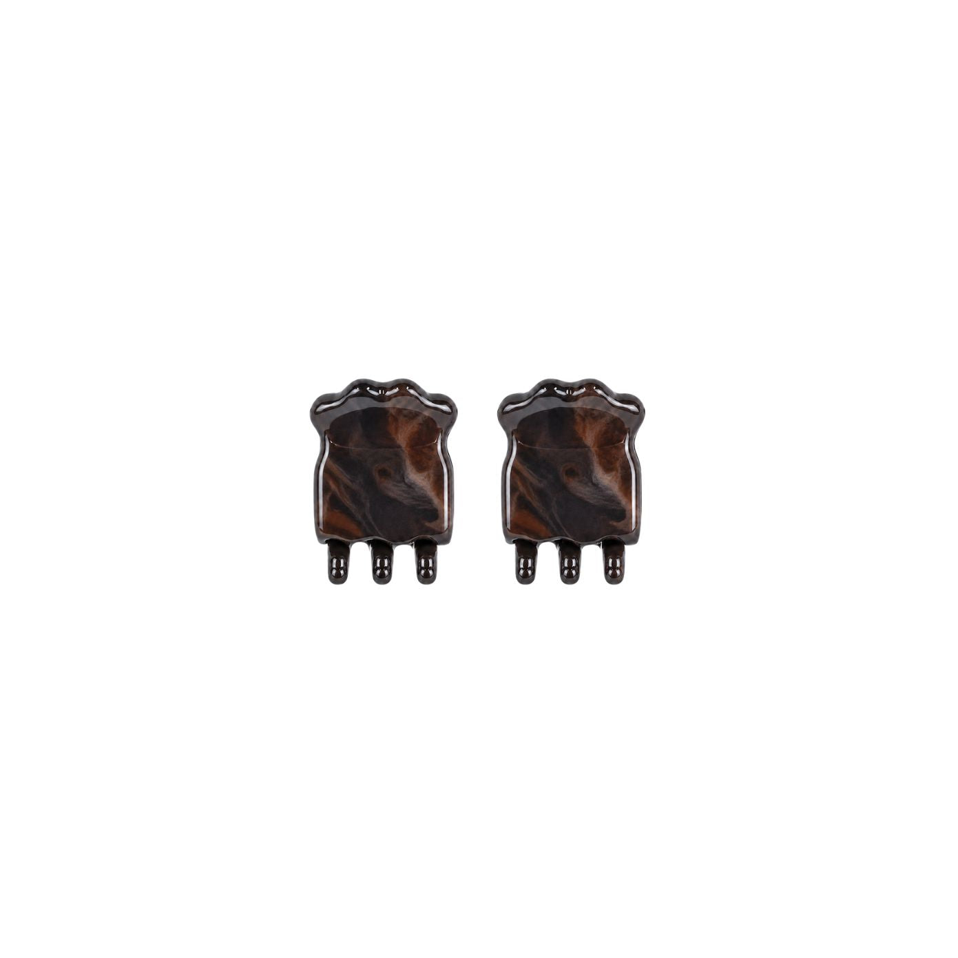 Capri mini claw clip set of two in Cocoa Swirl brown cellulose acetate