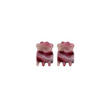 Capri mini claw clip set of two in Merlot Marble pink-and-wine cellulose acetate