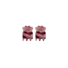 Capri mini claw clip set of two in Merlot Marble pink-and-wine cellulose acetate