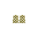 Capri mini claw clip set of two in Olive Checkerboard green-and-cream cellulose acetate