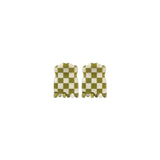 Capri mini claw clip set of two in Olive Checkerboard green-and-cream cellulose acetate