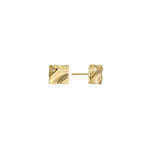 Carré Studs — textured square gold stud earrings with a molten finish, shown as a pair, from Zoé Jewelry.