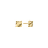 Carré Studs — textured square gold stud earrings with a molten finish, shown as a pair, from Zoé Jewelry.