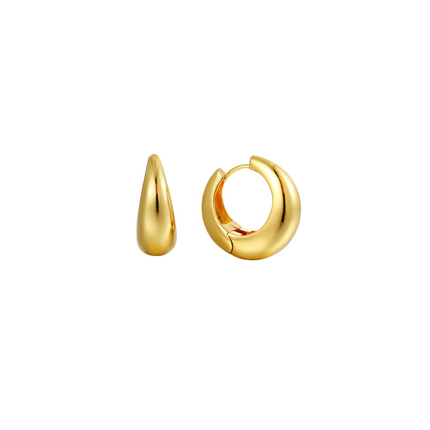 Eden Earrings — chunky tapered gold dome hoop earrings, shown as a pair, from Zoé Jewelry.