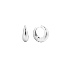 Eden Silver Hoops — chunky rhodium-plated silver dome hoop earrings, shown as a pair, from Zoé Jewelry.