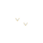 Ember Studs — gold petal stud earrings with two marquise-cut cubic zirconia, shown as a pair, from Zoé Jewelry.
