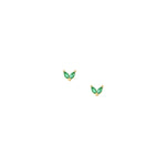 Ember Studs — petal-shaped 18K gold stud earrings with a green stone, shown as a pair, from Zoé Jewelry.