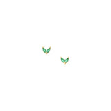 Ember Studs — petal-shaped 18K gold stud earrings with a green stone, shown as a pair, from Zoé Jewelry.