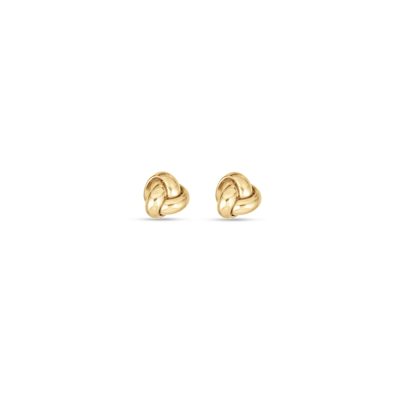 Eternal Knot Studs — gold love-knot stud earrings, shown as a pair, from Zoé Jewelry.