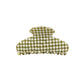 Hydrangea rounded claw clip in Olive Checkerboard green-and-cream cellulose acetate