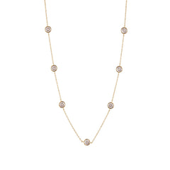 Lumina CZ station necklace with bezel-set round stones in 18K gold-plated finish