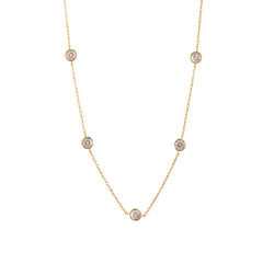 Lumina CZ station necklace with bezel-set round stones in 18K gold-plated finish