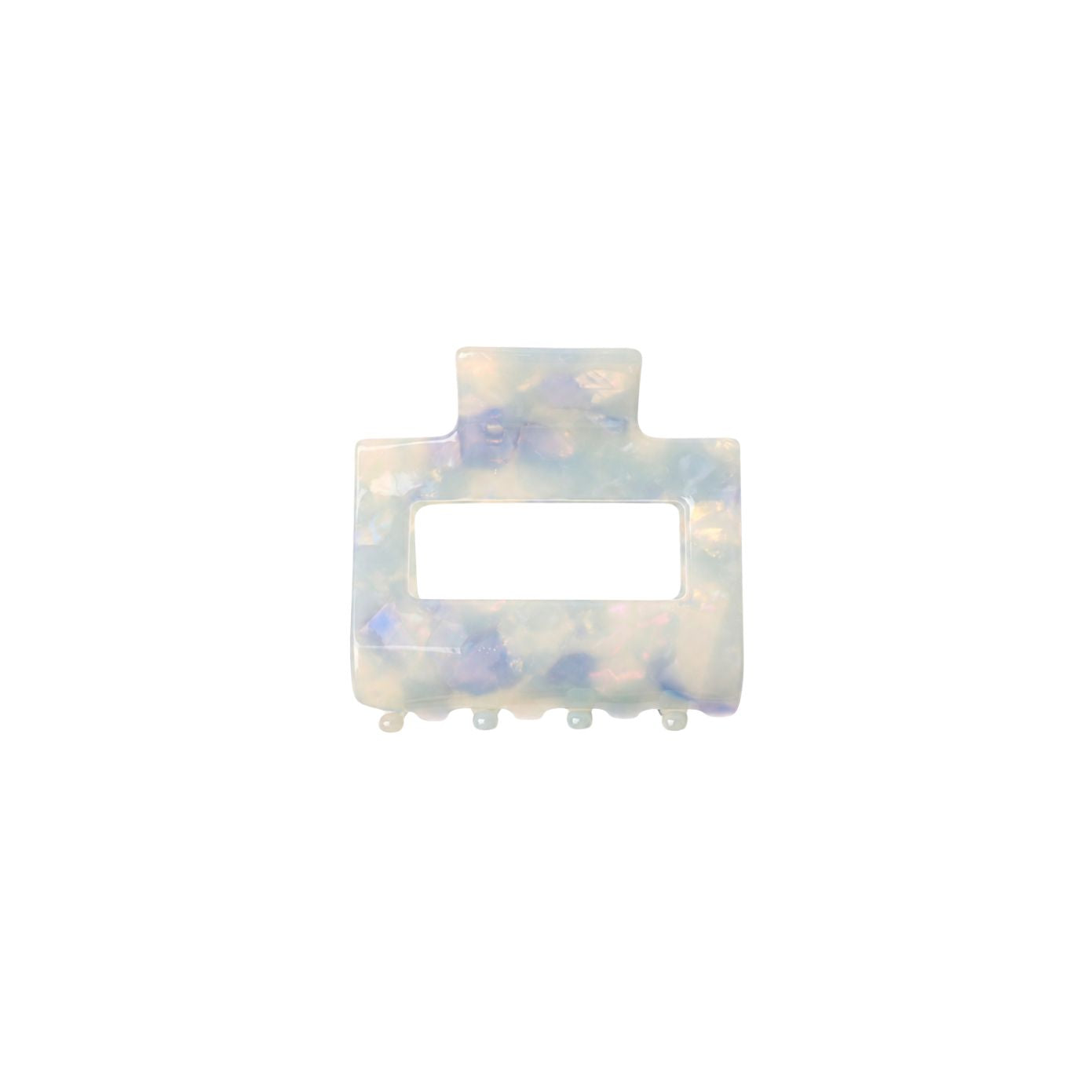 Ohana rectangular claw clip in Cloud pearl-blue marble cellulose acetate