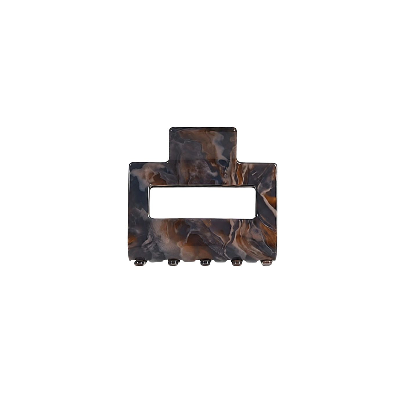 Ohana rectangular claw clip in Cocoa Swirl brown marble cellulose acetate