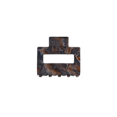 Ohana rectangular claw clip in Cocoa Swirl brown marble cellulose acetate