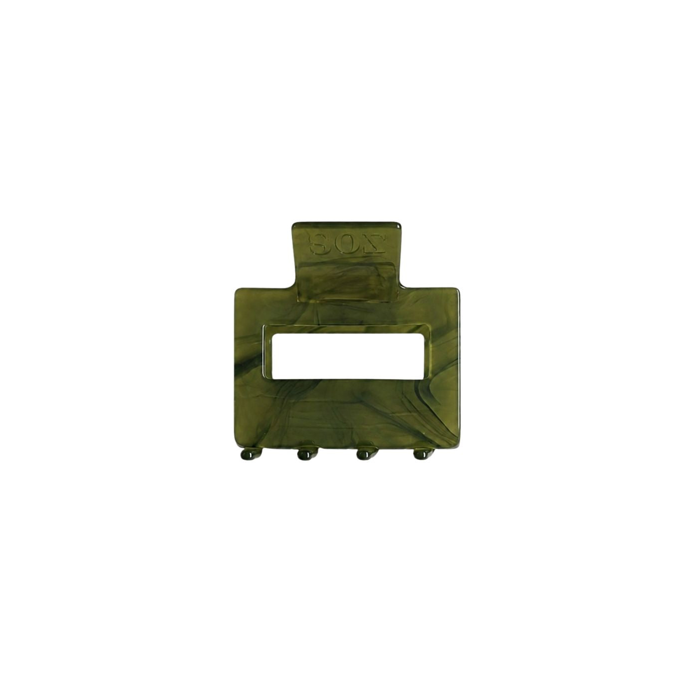 Ohana rectangular claw clip in Matcha green marble cellulose acetate