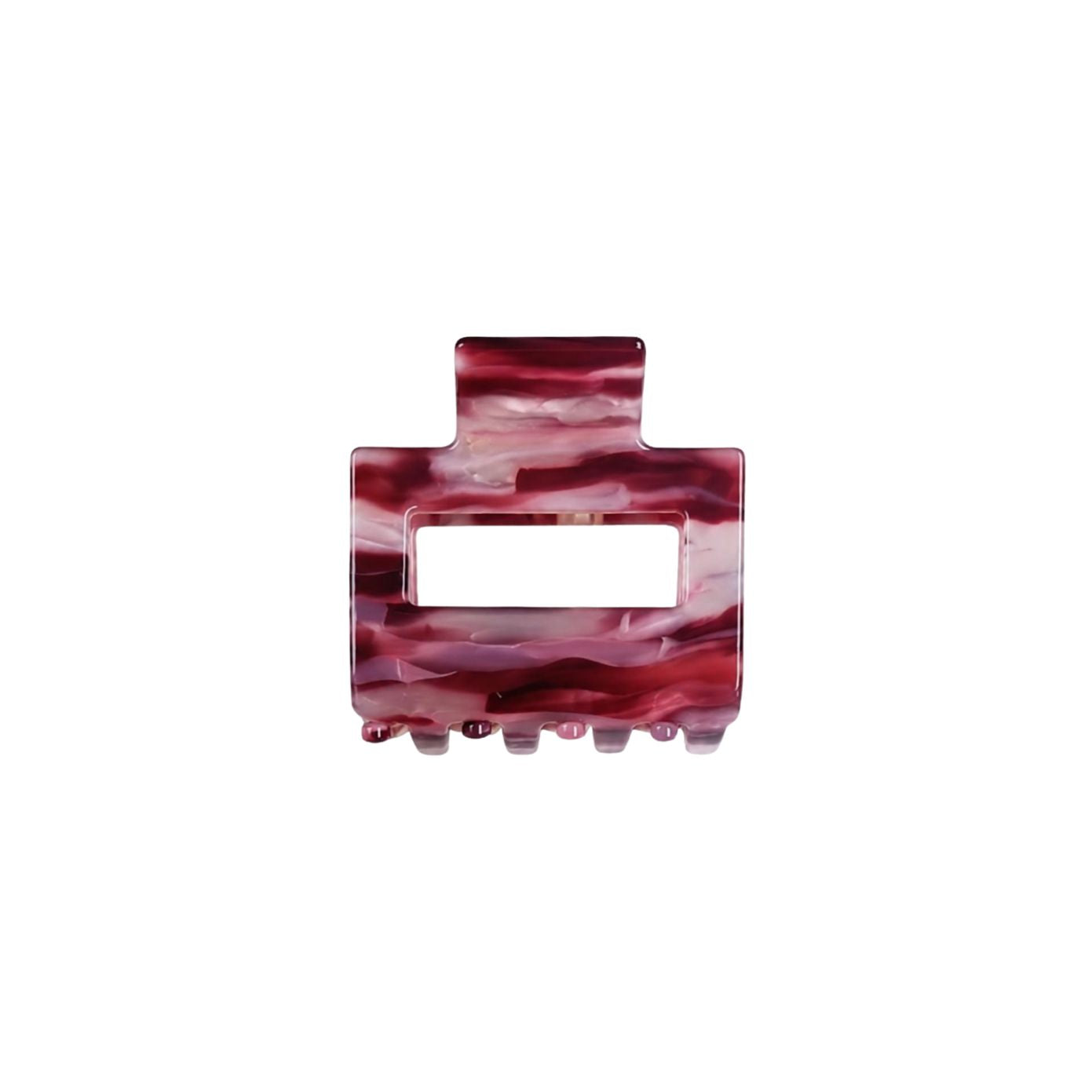 Ohana rectangular claw clip in Merlot Marble berry cellulose acetate