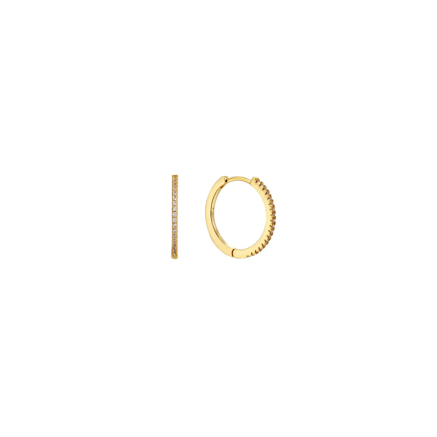 Orbit Hoops — slim gold pavé CZ huggie hoop earrings, shown as a pair, from Zoé Jewelry.