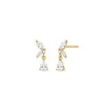 Papillon butterfly CZ stud earrings, side view, in 18K gold-plated finish