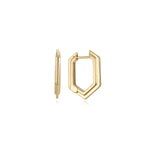  Rivé Hoops — hexagon-shaped 18K gold hoop earrings, shown as a pair, from Zoé Jewelry.

