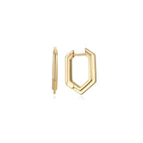 Rivé Hoops — hexagon-shaped 18K gold hoop earrings, shown as a pair, from Zoé Jewelry.

