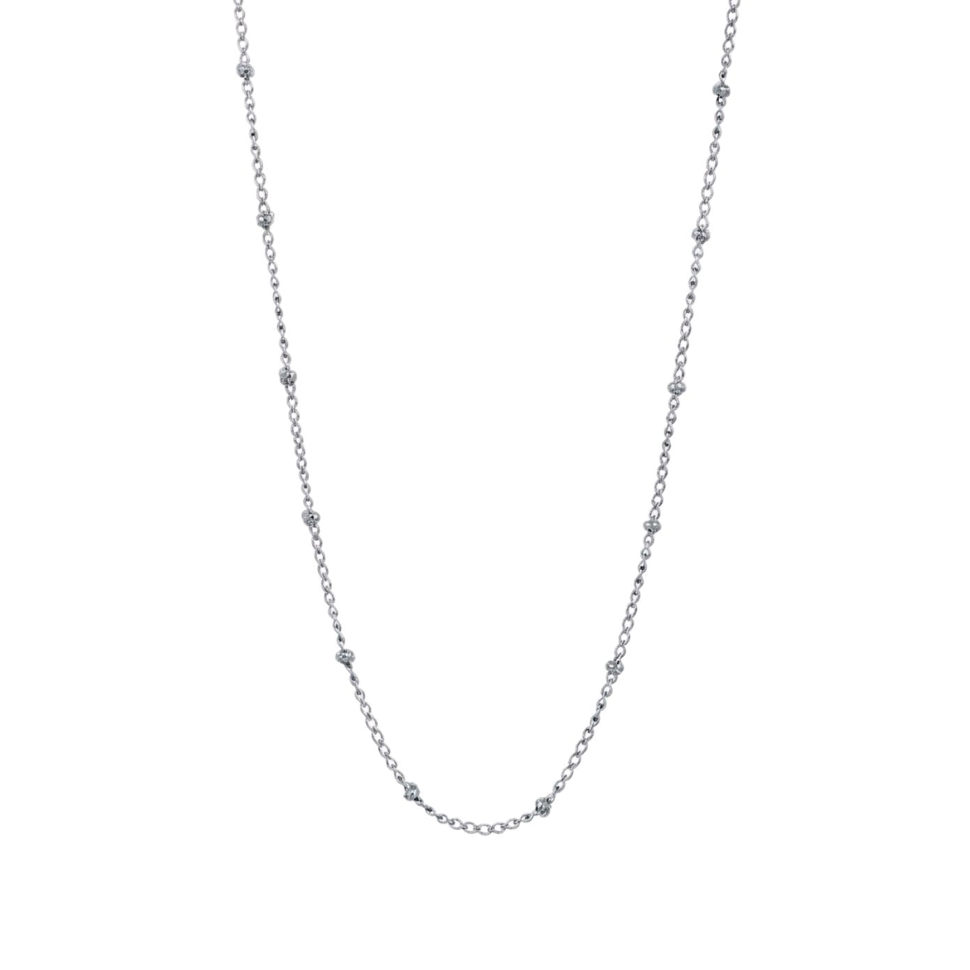 Satellite beaded chain necklace in silver finish
