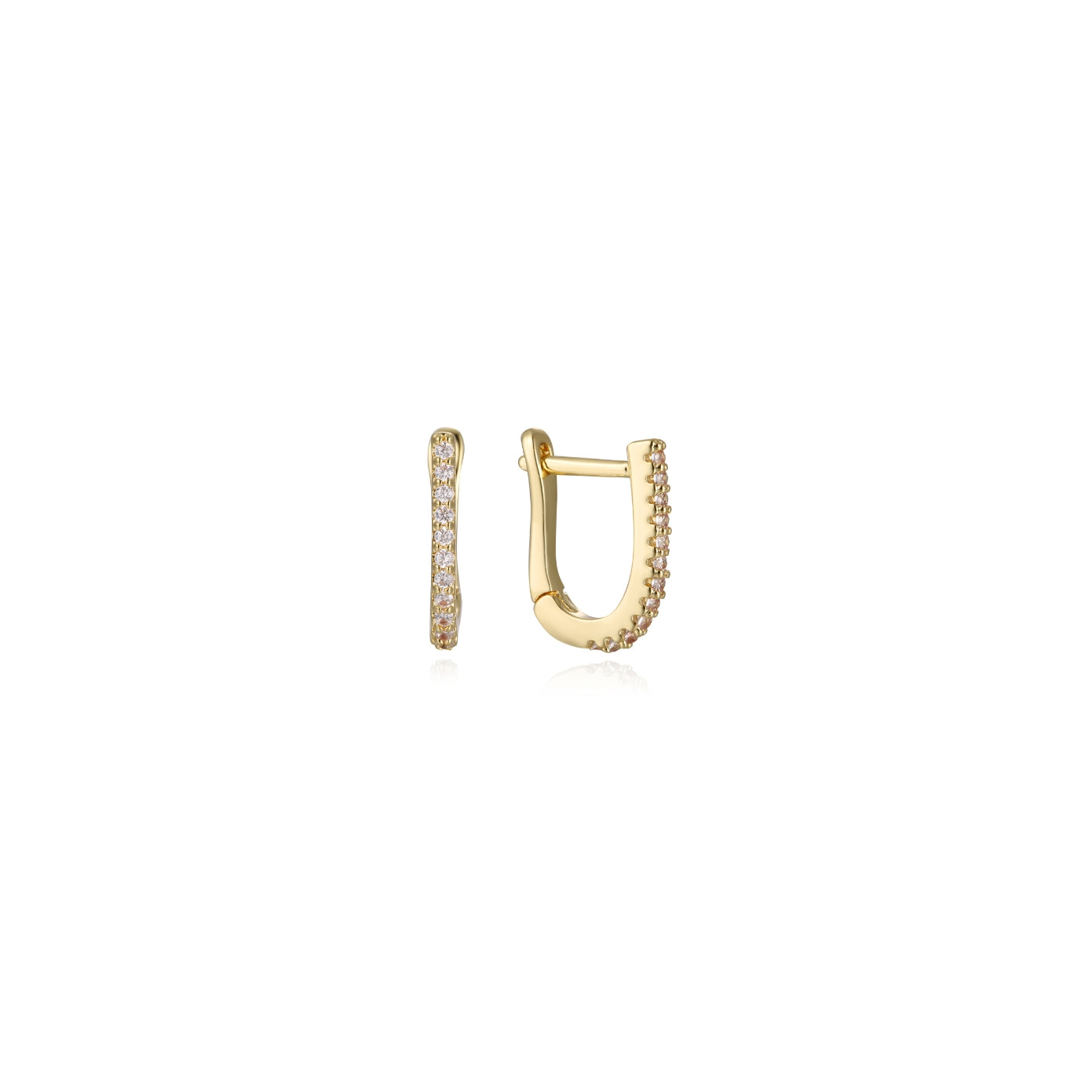 Soléa Hoops — gold pavé CZ huggie hoop earrings, shown as a pair, from Zoé Jewelry.
