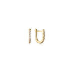 Soléa Hoops — gold pavé CZ huggie hoop earrings, shown as a pair, from Zoé Jewelry.