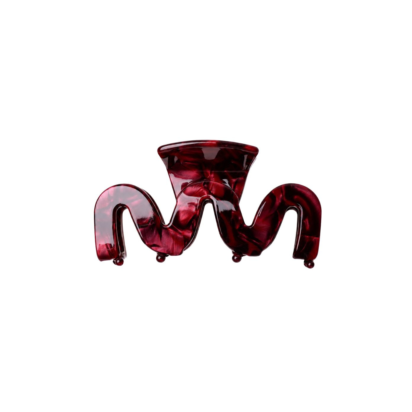 Swiggle wavy claw clip in Cherry Cola deep wine marble cellulose acetate