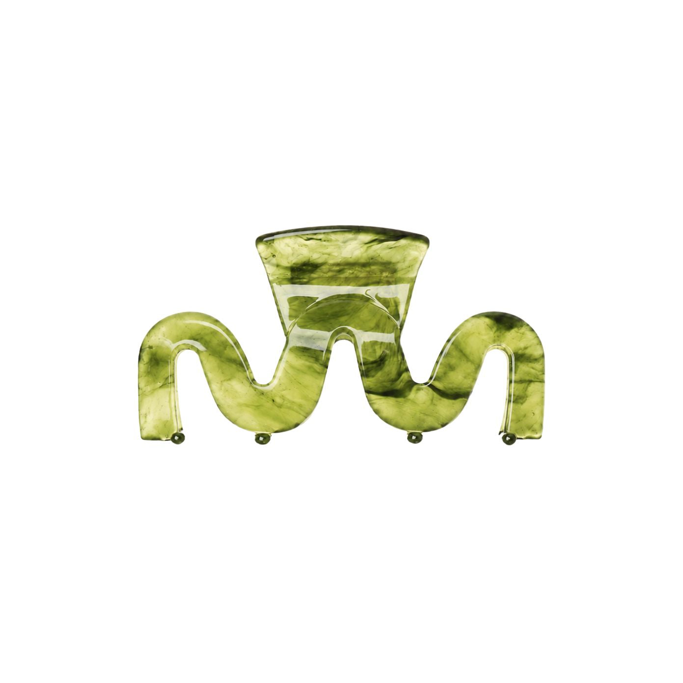 Swiggle wavy claw clip in Matcha translucent olive-green marble cellulose acetate