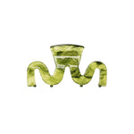 Swiggle wavy claw clip in Matcha translucent olive-green marble cellulose acetate