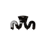 Swiggle wavy claw clip in glossy Noir black with gold fleck cellulose acetate
