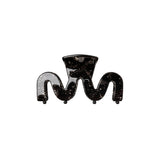 Swiggle wavy claw clip in glossy Noir black with gold fleck cellulose acetate