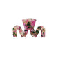 Swiggle wavy claw clip in Rose Garden pink-and-green floral marble cellulose acetate