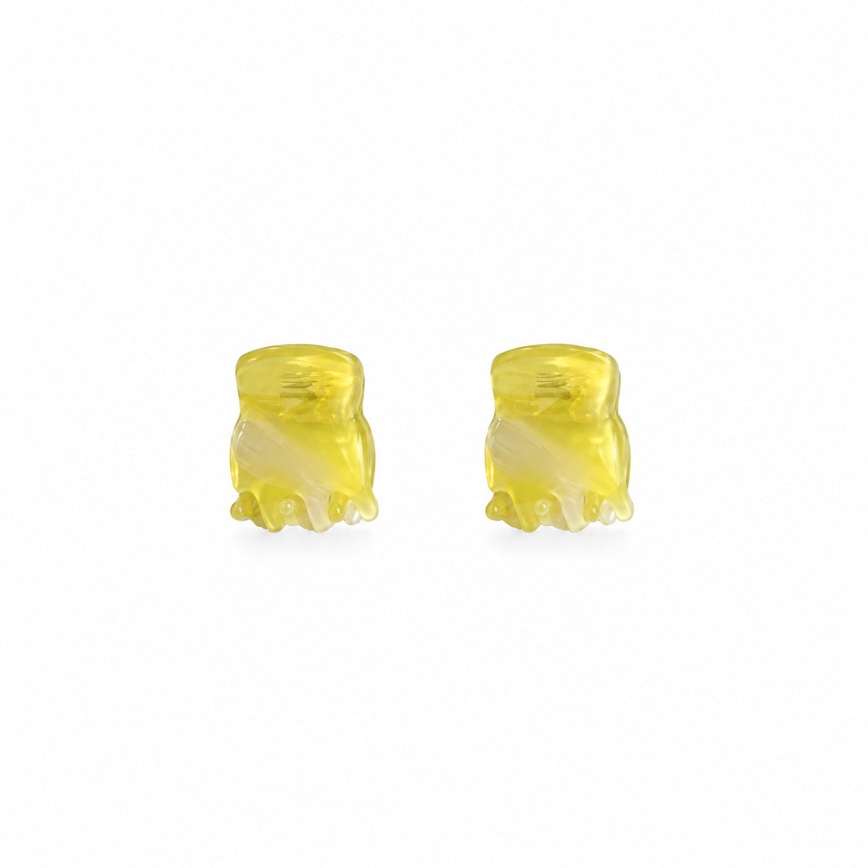 Thea Mini Clips in Citrus — a set of two bright marbled acetate claw clips from Zoé Jewelry.