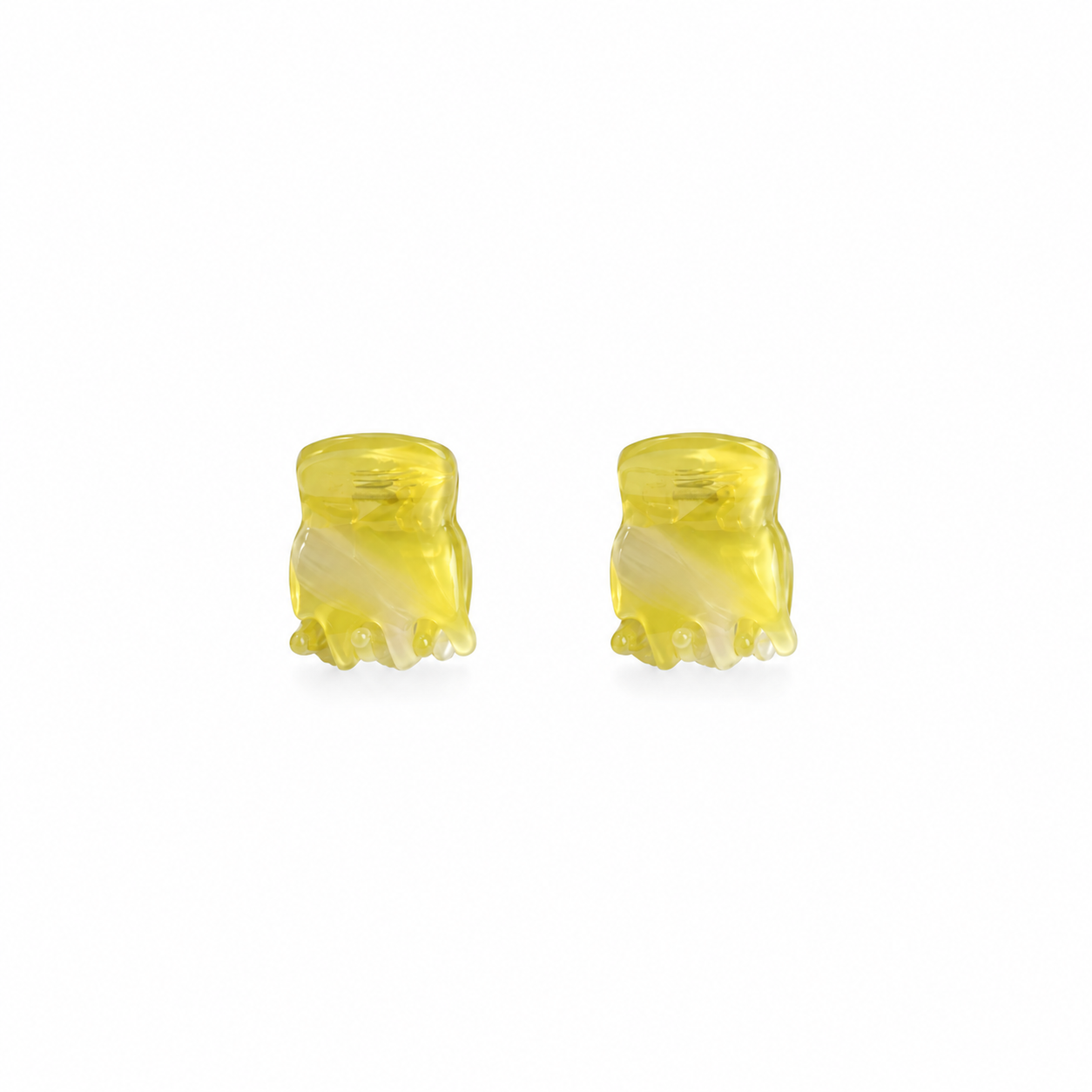 Thea Mini Clips in Citrus — a set of two bright marbled acetate claw clips from Zoé Jewelry.