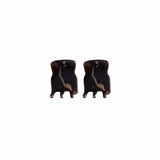 Thea Mini Clips in Coco Swirl — a set of two warm brown swirled acetate claw clips from Zoé Jewelry.