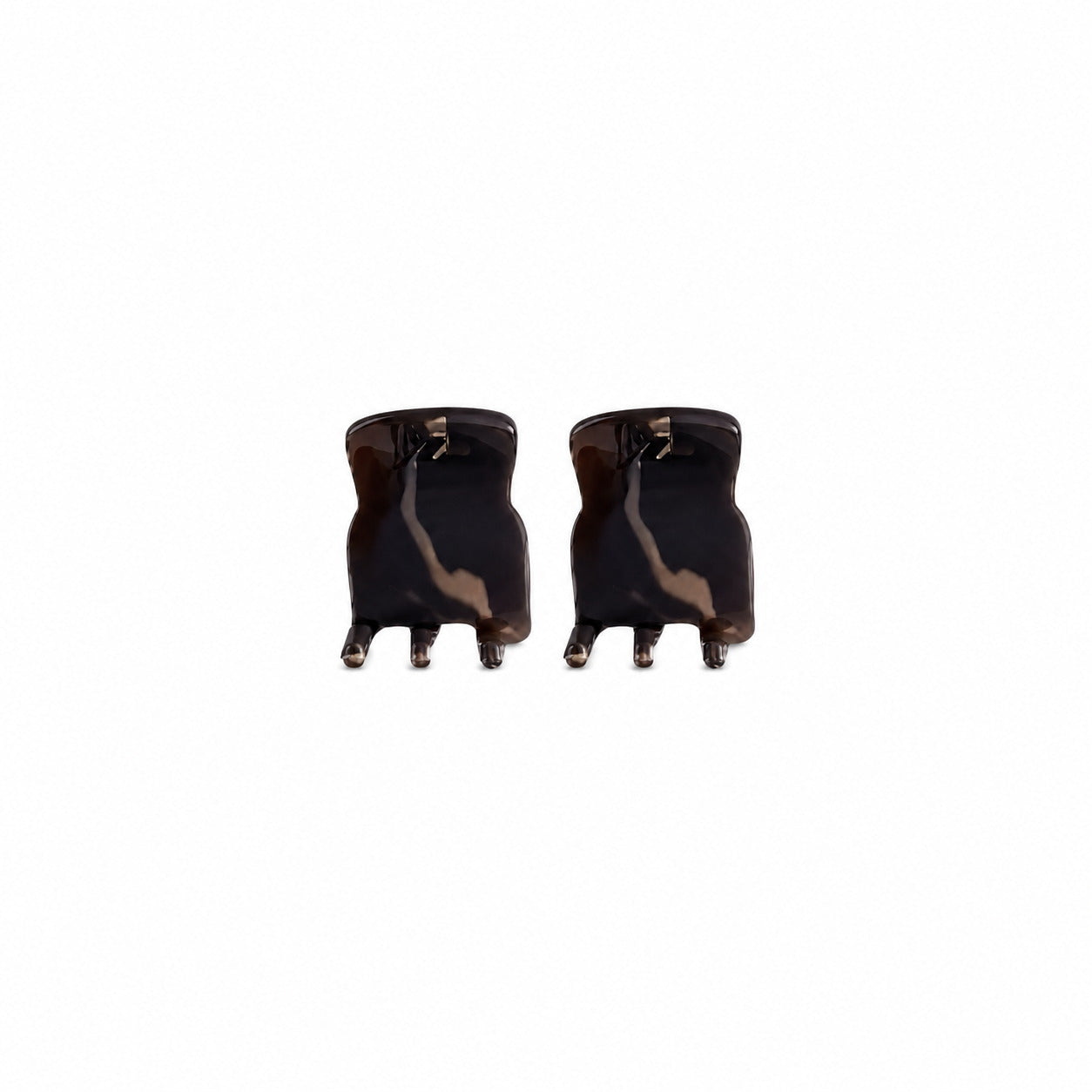 Thea Mini Clips in Coco Swirl — a set of two warm brown swirled acetate claw clips from Zoé Jewelry.