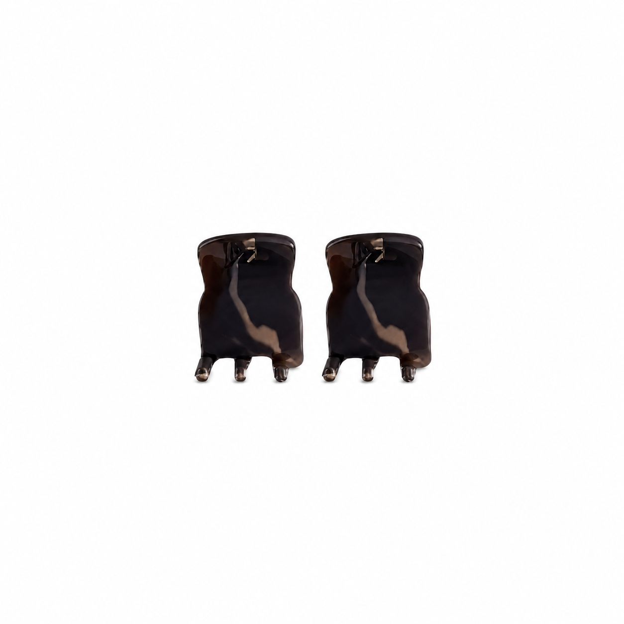 Thea Mini Clips in Coco Swirl — a set of two warm brown swirled acetate claw clips from Zoé Jewelry.