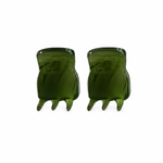Thea Mini Clips in Matcha — a set of two soft green marbled acetate claw clips from Zoé Jewelry.