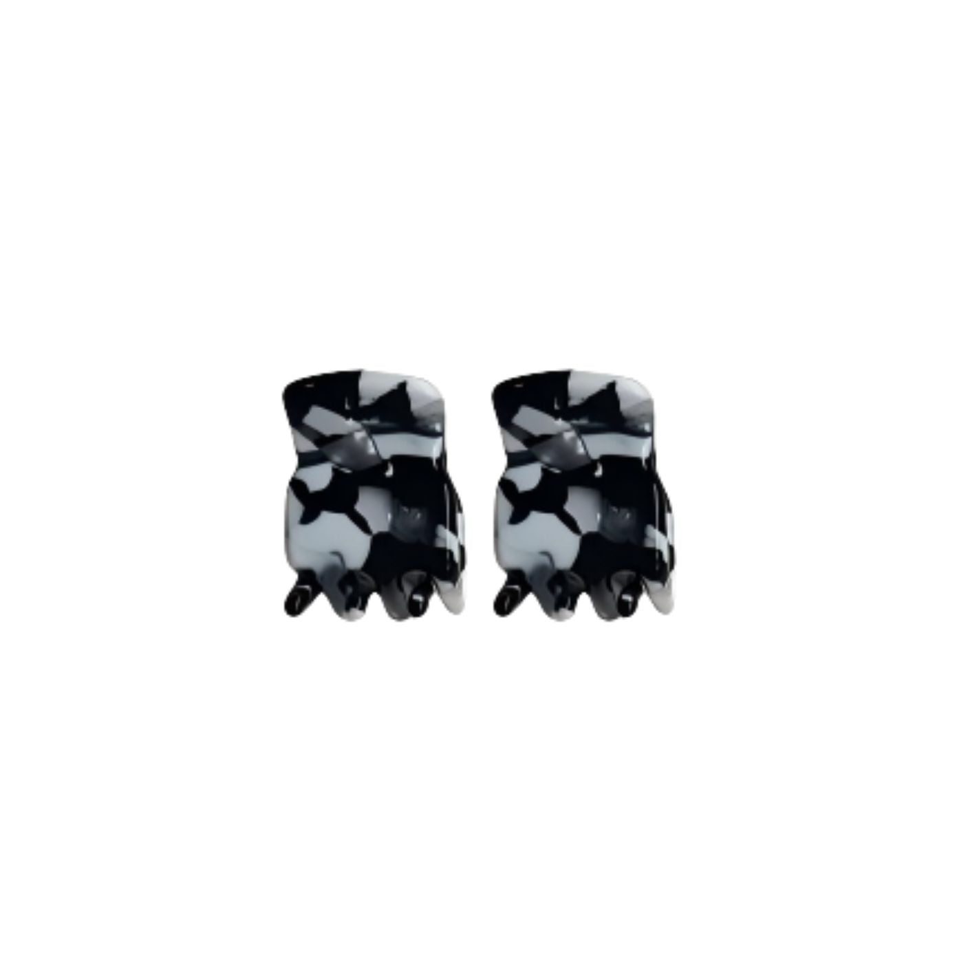Thea Mini Clips in Monochrome Marble — a set of two black and white marbled acetate claw clips from Zoé Jewelry.