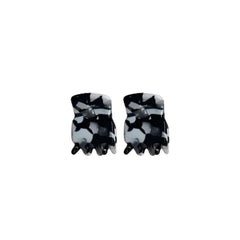 Thea Mini Clips in Monochrome Marble — a set of two black and white marbled acetate claw clips from Zoé Jewelry.