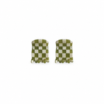 Thea Mini Clips in Olive Checkerboard — a set of two olive checkerboard acetate claw clips from Zoé Jewelry.